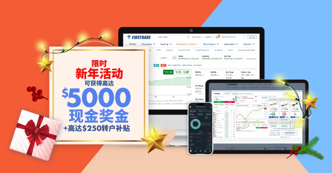 第一证券新年限时大促：美国客户入金送最高5000美元现金+250美元转户补贴-图片1